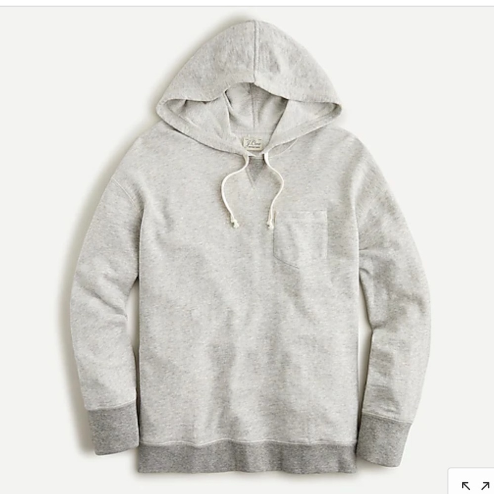 J Crew Vintage Cotton Terry Relaxed Hoodie, NWT, Heather Pebble Grey, Cotton